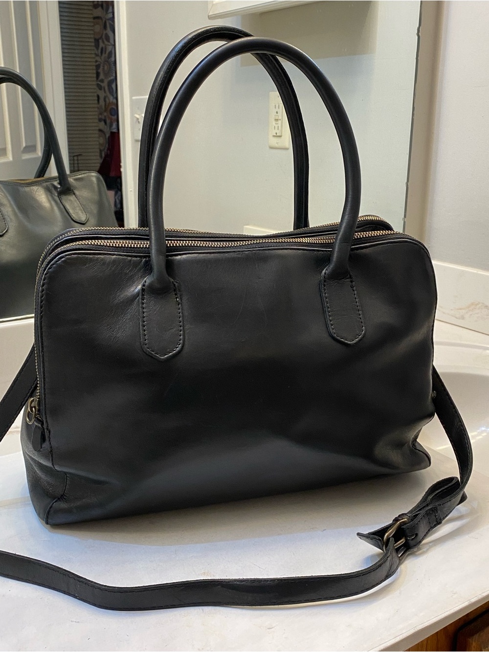 ABLE Double Zip Large Leather Satchel bag, great condition and clean interior - Picture 7 of 11